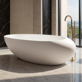 CLASOPY|70" FREE STANDNING BATHTUB SOLID SURAFCE STONE RESIN SOAKING TUB