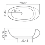 CLASOPY|70" FREE STANDNING BATHTUB SOLID SURAFCE STONE RESIN SOAKING TUB
