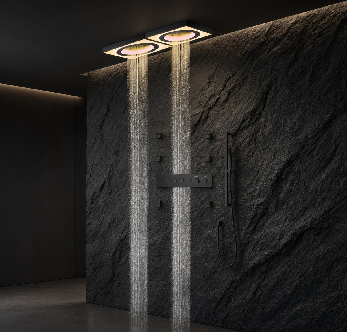 ART | 47" Ceiling Mount Rainfall Waterfall Shower System with LED & Music