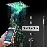 GENOA|16" COMPLETE LED MUSIC SHOWER SYSTEM WITH BODY JETS RAINFALL WATERFALL MIST SPRAY