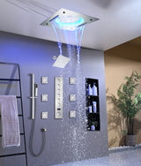 ORCHID|22"COMPLETE SHOWER SYSTEM CEILING MOUNT SHOWERHEAD WITH 6 BODY JETS AND WALL MOUNTED SHOWERHEAD