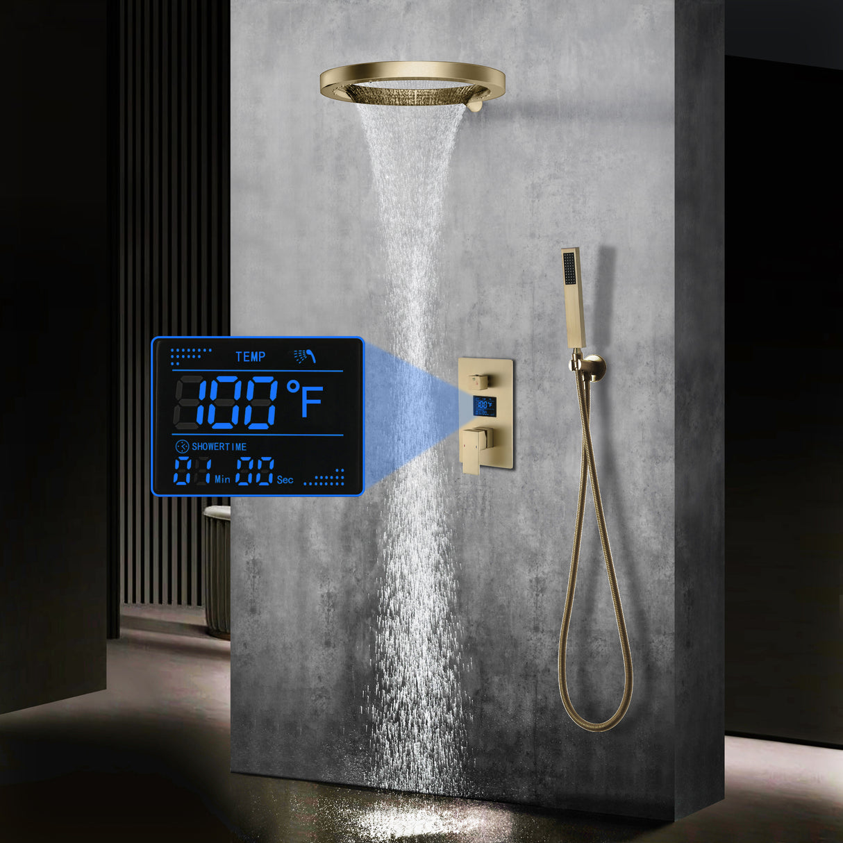 MARASI|20" COMPLETE LUXURY SHOWER SYSTEM RAINFALL SHOWER SYSTEM