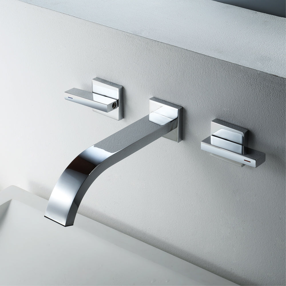 MARO| Wall Mounted Dual Handles Bathroom Sink Faucet