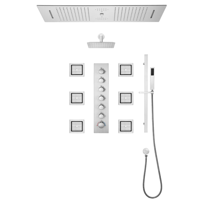 SYDNEY|36"INCH COMPLETE LED MUSIC SHOWER SYSTEM RAINFALL WATERFALL & WALL MOUNTED SHOWERHEAD