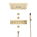 GENOA|16" COMPLETE LED MUSIC SHOWER SYSTEM WITH BODY JETS RAINFALL WATERFALL MIST SPRAY