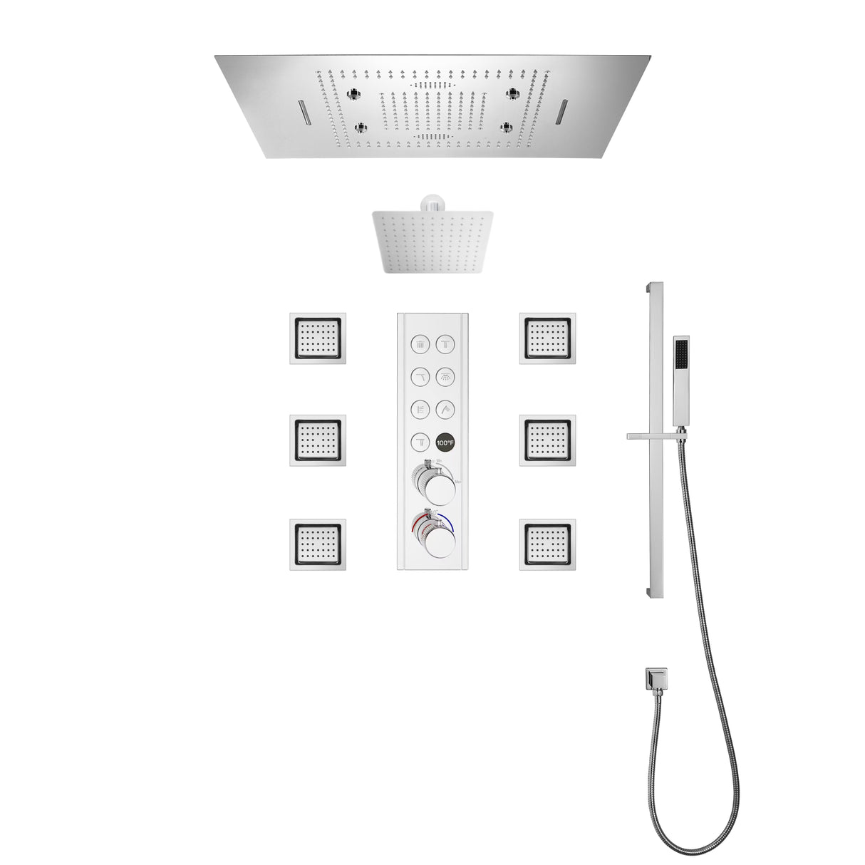 VIVRY|32" COMPLETE LUXURY SHOWER SYSTEM RAINFALL WATER MIST SPRAY SHOWER SYSTEM