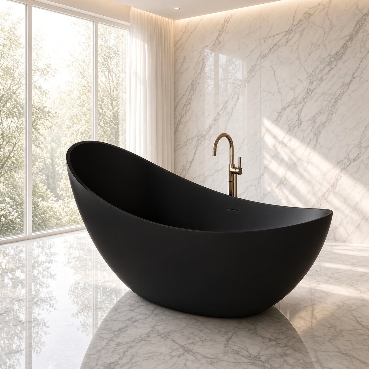 SLATE|74"FREE STANDNING BATHTUB SOLID SURFACE STONE RESIN  SOAKING TUB