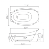 ARTICA|71" FREE STANDNING BATHTUB SOLID SURAFCE STONE RESIN  STYLISH SOAKING TUB
