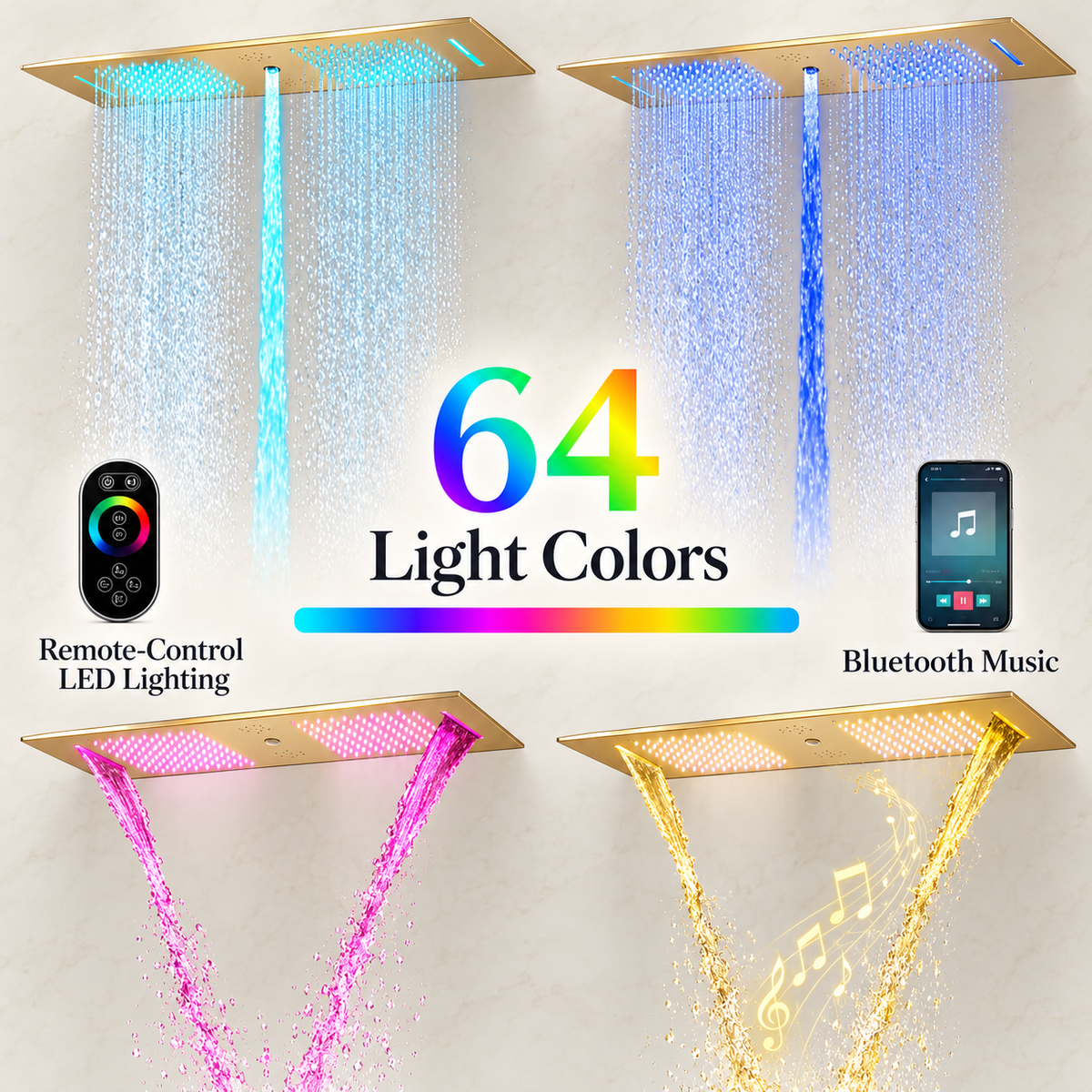 AMAZEER|36" IN CEILING MOUNT COMLETE LED MUSIC SHOWER SYSTEM