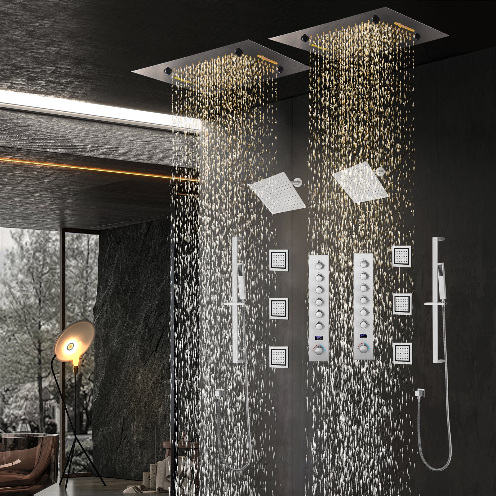 ENCORE COMPLETE LUXURY DUAL SHOWERHEAD LED MUSIC SHOWER SYSTEM