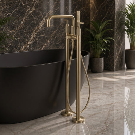 Melony|free Standing Tub Filler Faucet 3 Handles Bath Tub Faucet