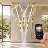 AROMA|47"COMPLETE LUXURY RAINFALL WARERFALL SHOWER SYSTEM LED MUSIC SHOWER SYSTEM