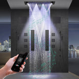 Alamere|36"X 16" In Dual Showerhead 7 Functions Complete Led Music Shower System 6 Body Jets 2x Wall Mounted Rainfall Showerhead