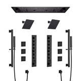 Alamere|36"X 16" In Dual Showerhead 7 Functions Complete Led Music Shower System 6 Body Jets 2x Wall Mounted Rainfall Showerhead