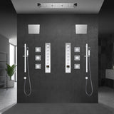 Alamere|36"X 16" In Dual Showerhead 7 Functions Complete Led Music Shower System 6 Body Jets 2x Wall Mounted Rainfall Showerhead