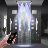 Alamere|36"X 16" In Dual Showerhead 7 Functions Complete Led Music Shower System 6 Body Jets 2x Wall Mounted Rainfall Showerhead