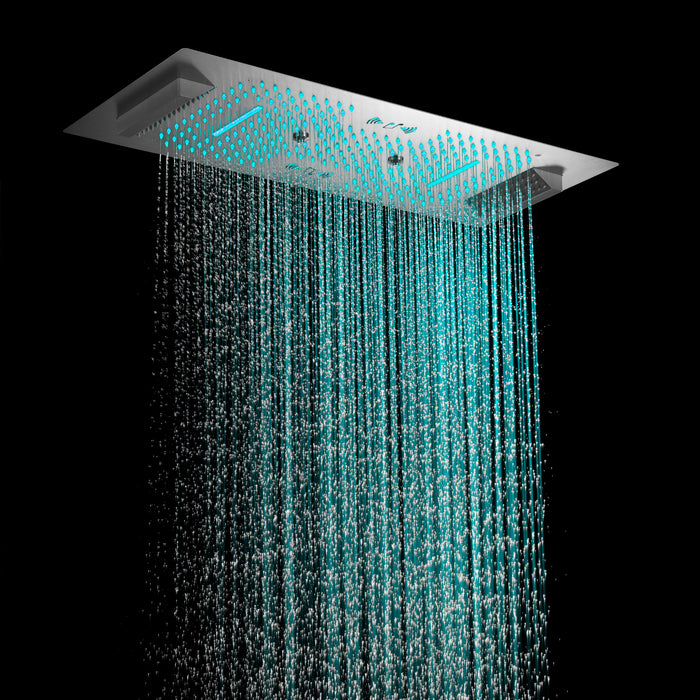 ALAMERE|36" IN DUAL SHOWERHEAD 7 FUNCTIONS COMPLETE LED MUSIC SHOWER SYSTEM 6 BODY JETS 2x WALL MOUNTED RAINFALL SHOWERHEAD