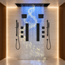 Alamere|36"X 16" In Dual Showerhead 7 Functions Complete Led Music Shower System 6 Body Jets 2x Wall Mounted Rainfall Showerhead