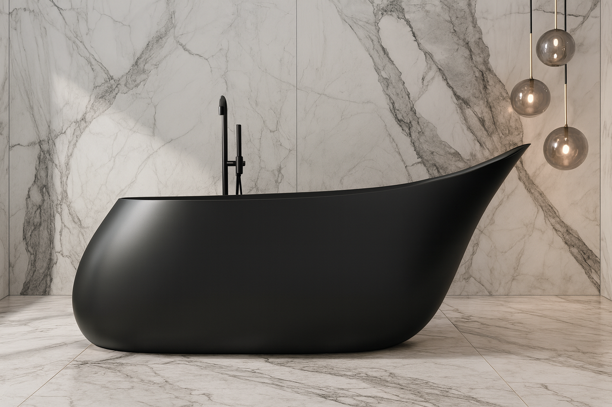KANARI|70" FREE STANDNING BATHTUB SOLID SURAFCE STONE RESIN SOAKING TUB