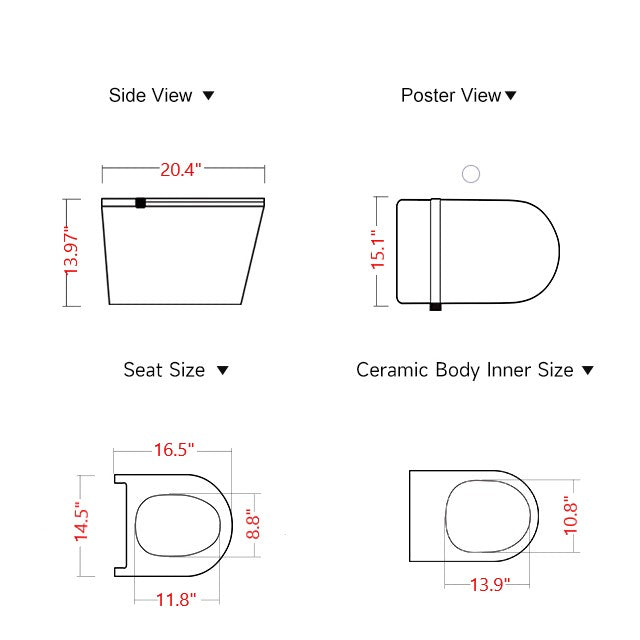 Dora | complete Wall Hung One Piece Luxury Elongated Smart Toilet Complete With Built-in Tank