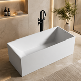 ELARA 70-INCH FREESTANDING RECTANGULAR BATHTUB – LUXURY SOLID SURFACE STONE RESIN SOAKING TUB