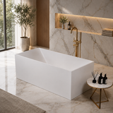 ELARA 70-INCH FREESTANDING RECTANGULAR BATHTUB – LUXURY SOLID SURFACE STONE RESIN SOAKING TUB