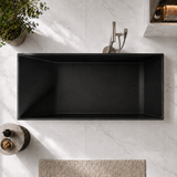 ELARA 70-INCH FREESTANDING RECTANGULAR BATHTUB – LUXURY SOLID SURFACE STONE RESIN SOAKING TUB