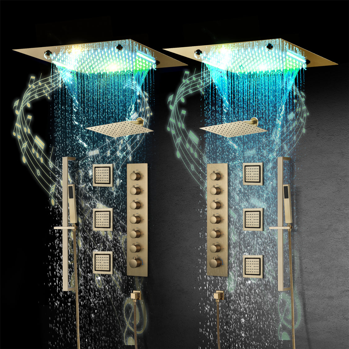 ENCORE|COMPLETE LUXURY DUAL SHOWERHEAD LED MUSIC SHOWER SYSTEM – Smart ...
