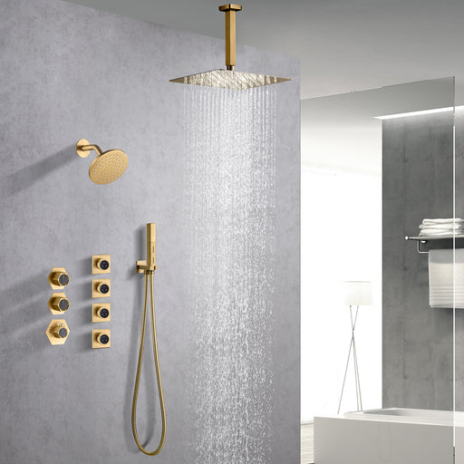 FUSION|COMPLETE CEILING MOUNT RAINFALL SHOWER SYSTEM WITH BODY JETS