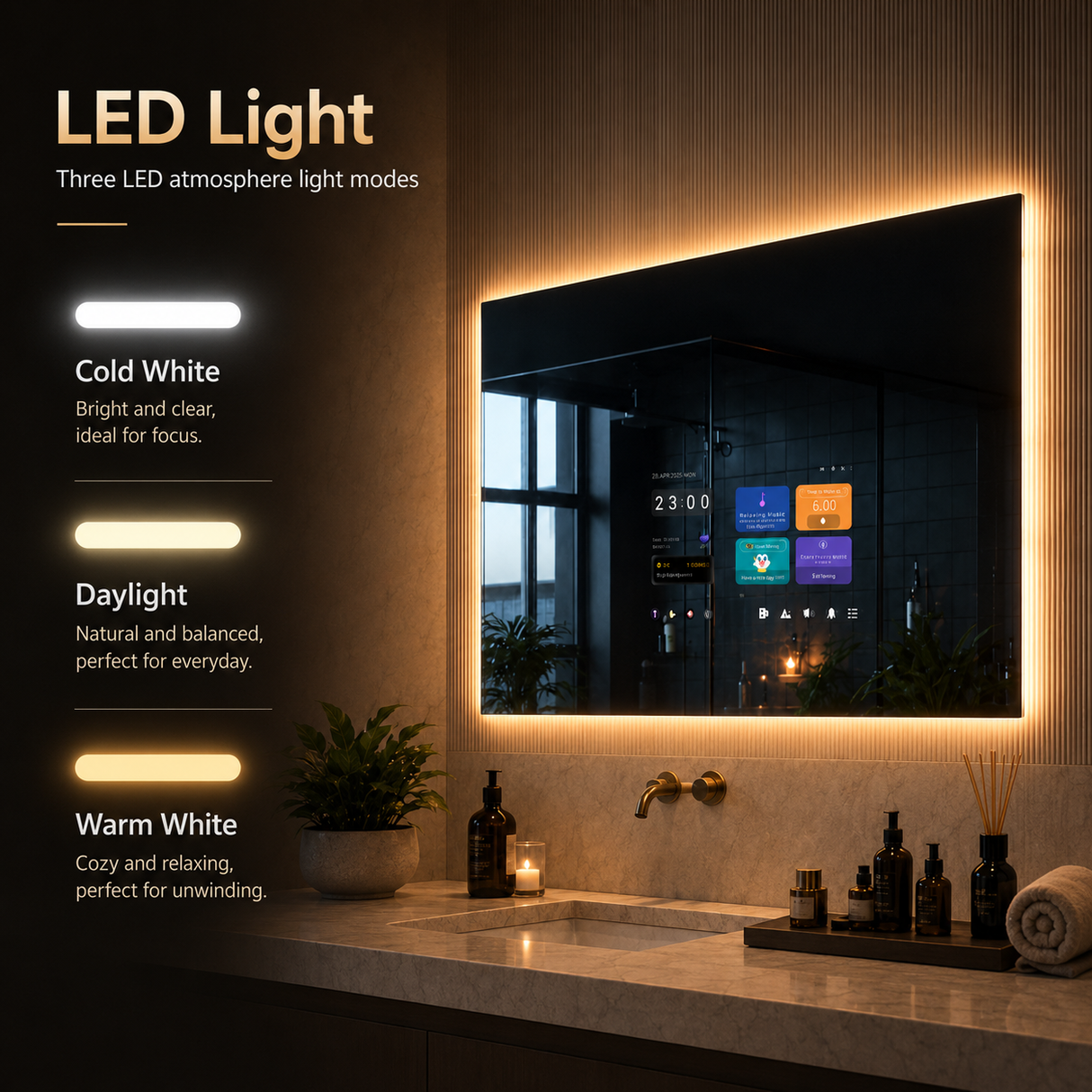 Iris | smart Bathroom Led Mirror Built-in Screen Bathroom Mirror
