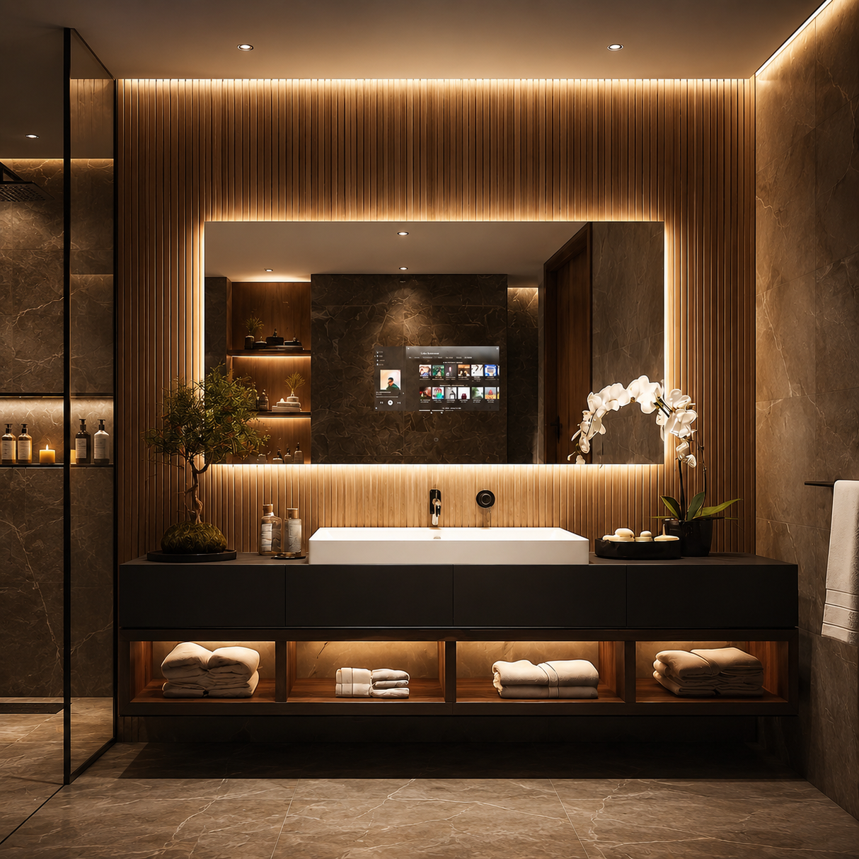 Iris | smart Bathroom Led Mirror Built-in Screen Bathroom Mirror