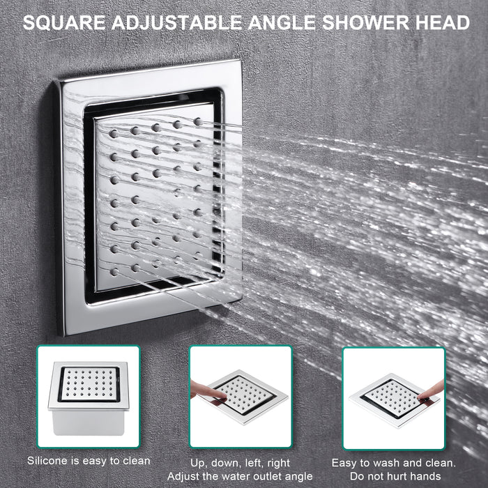 IVEY|36"INCH COMPLETE LED MUSIC SHOWER SYSTEM RAINFALL WATERFALL & WALL MOUNTED SHOWERHEAD