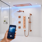 IVORY| 36" Complete ceiling shower set with 10" inch wall mounted rainfall showerhead 3 body jets dual shower head set