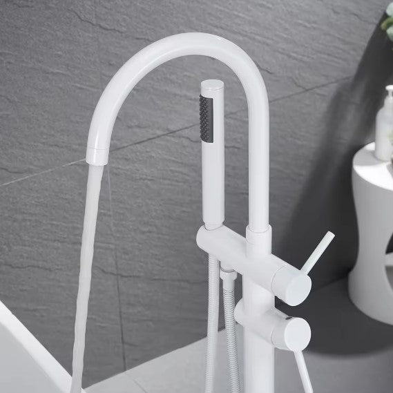 JEL|MODERN FREE STANDING WHITE BATHTUB FAUCET