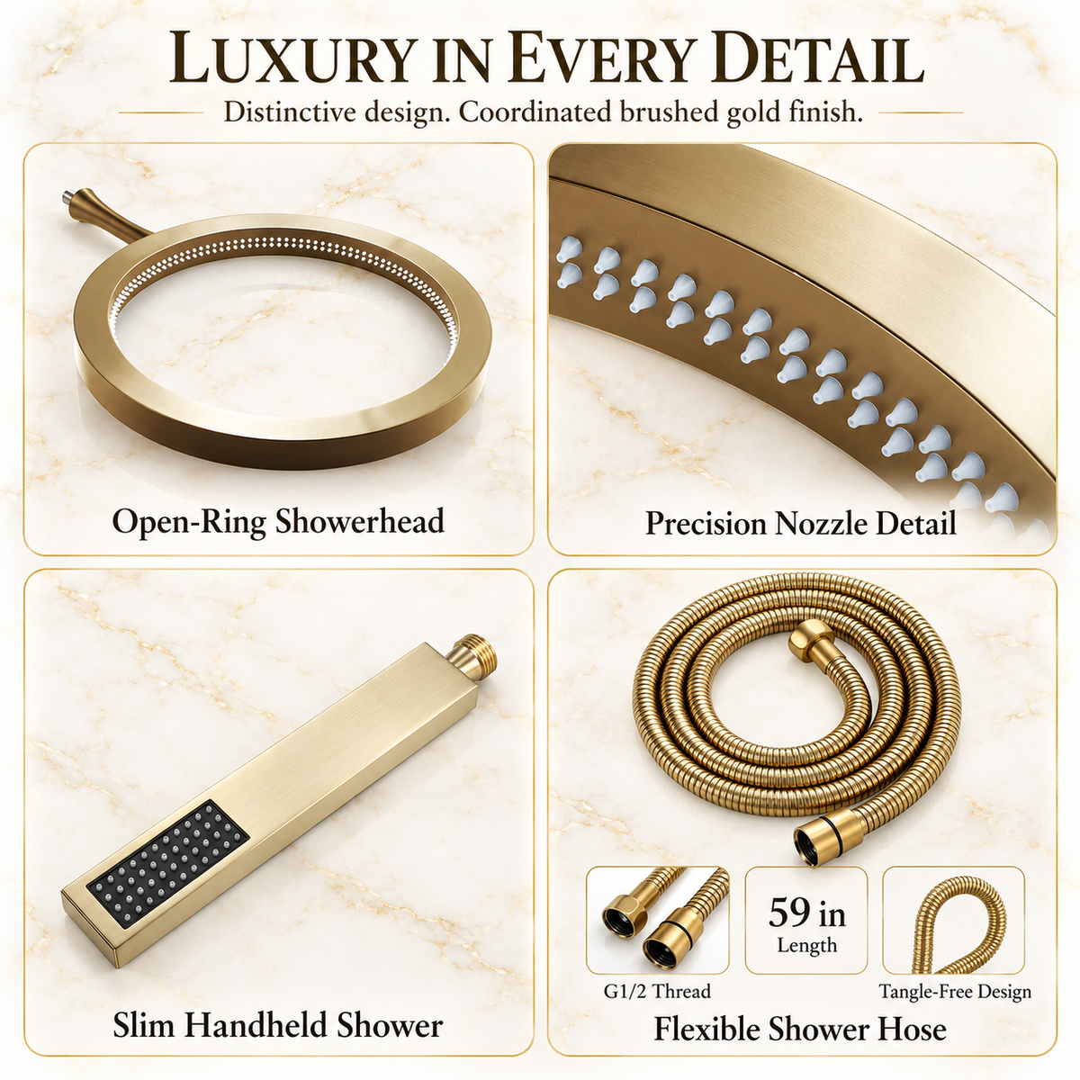 MARASI|20" COMPLETE LUXURY SHOWER SYSTEM RAINFALL SHOWER SYSTEM