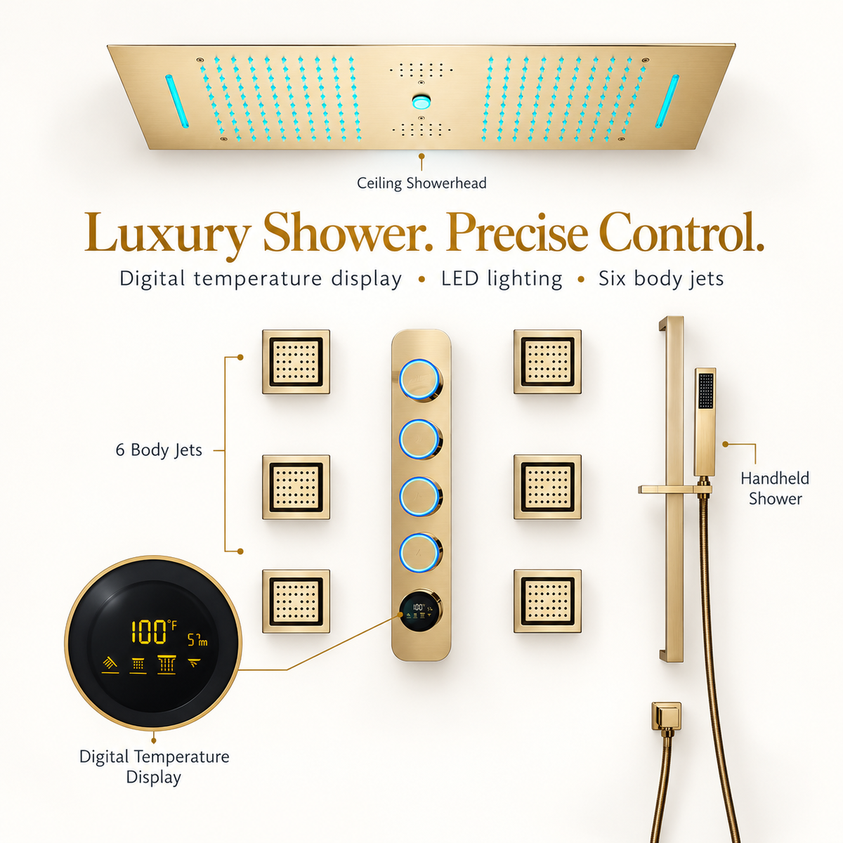 ARCADIA |36"INCH COMPLETE LED MUSIC SHOWER SYSTEM