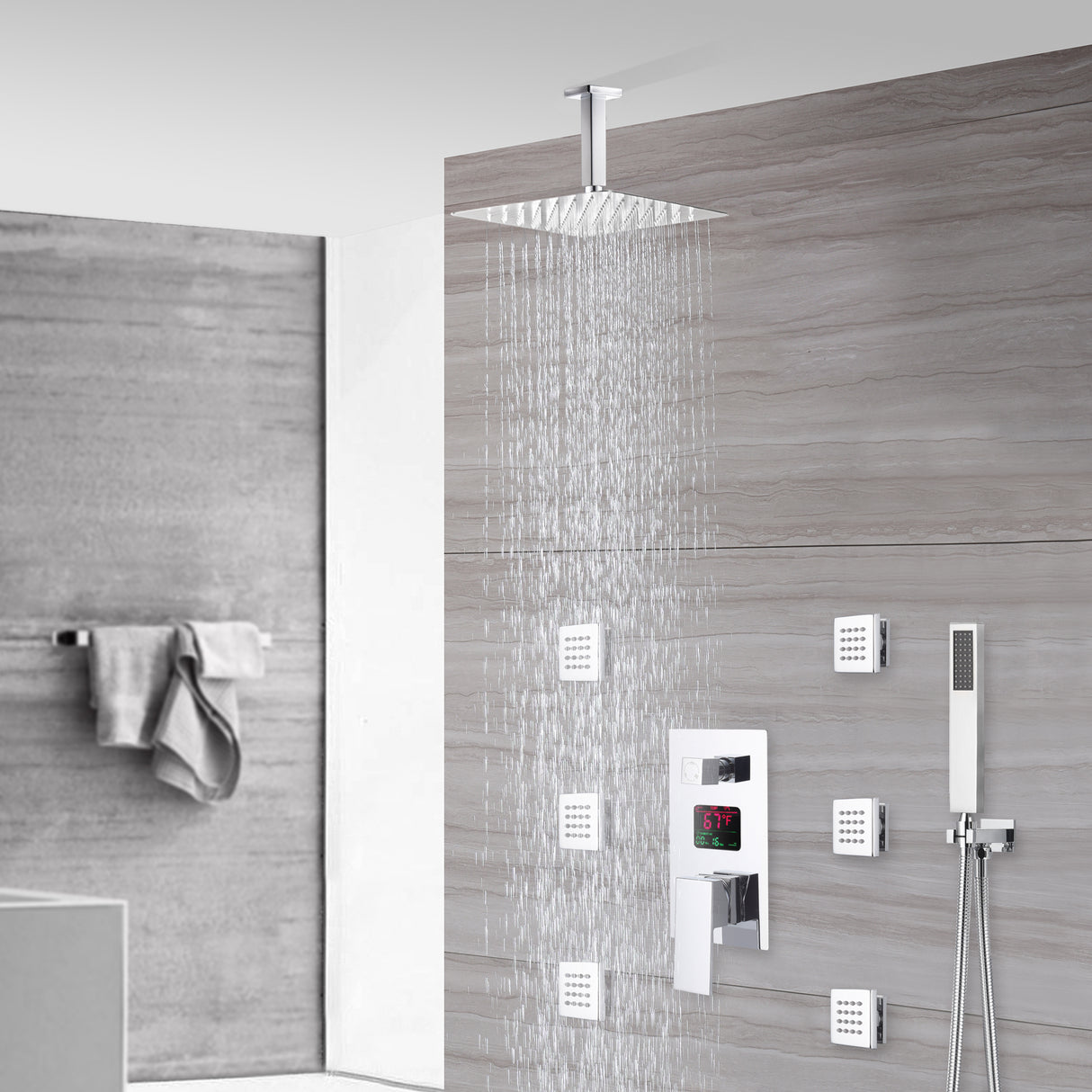 SOFI|12" IN CIELING MOUNT COMPLETE SHOWER SYSTEM