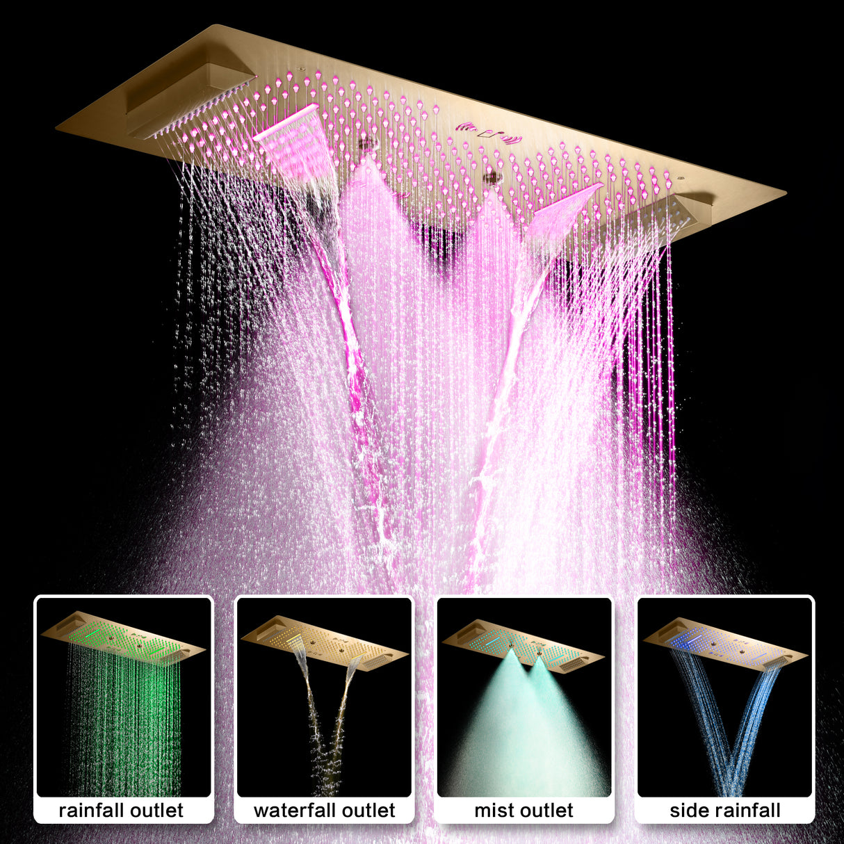 SAFARI|36"X 16" COMPLETE LUXURY LED MUSIC SHOWER SYSTEM DIGITAL DISPLAY THERMOSTATIC VALVE