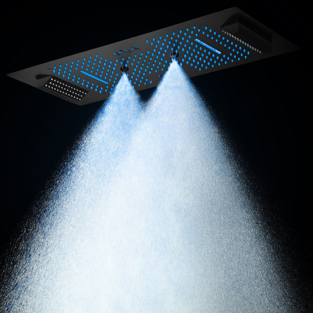IVEY 36" X 16" SMART LED MUSIC SHOWER SYSTEM  RAINFALL, WATERFALL, BODY JETS, HANDHELD SHOWER & WALL-MOUNT SHOWER HEAD