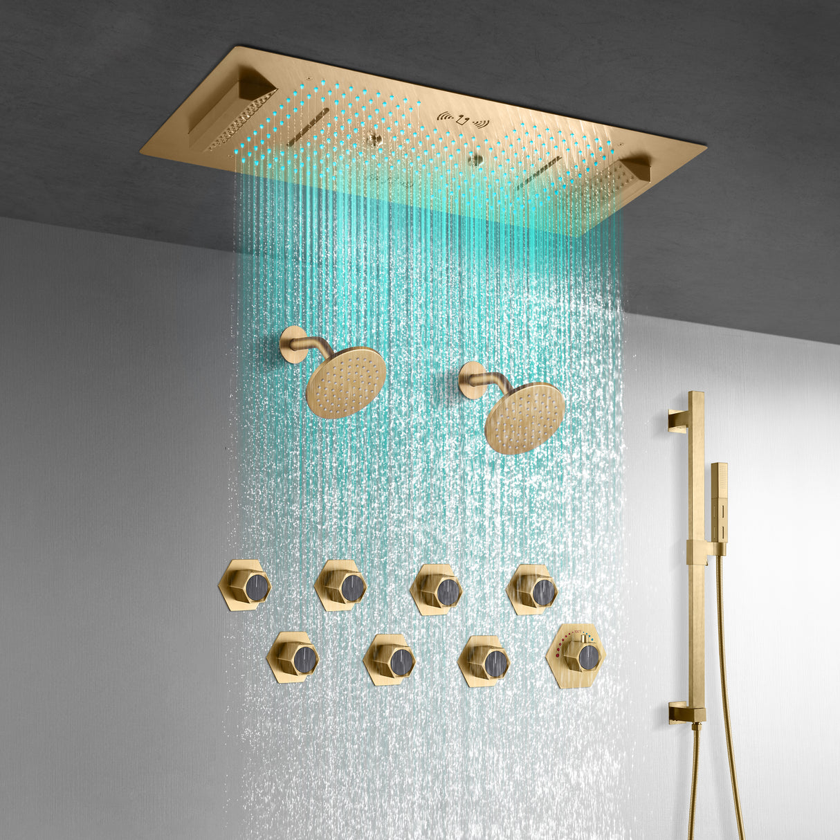 SEVILLE|36" X 16" COMPLETE SHOWER SYSTEM RAINFALL WATERFALL SHOWER SET