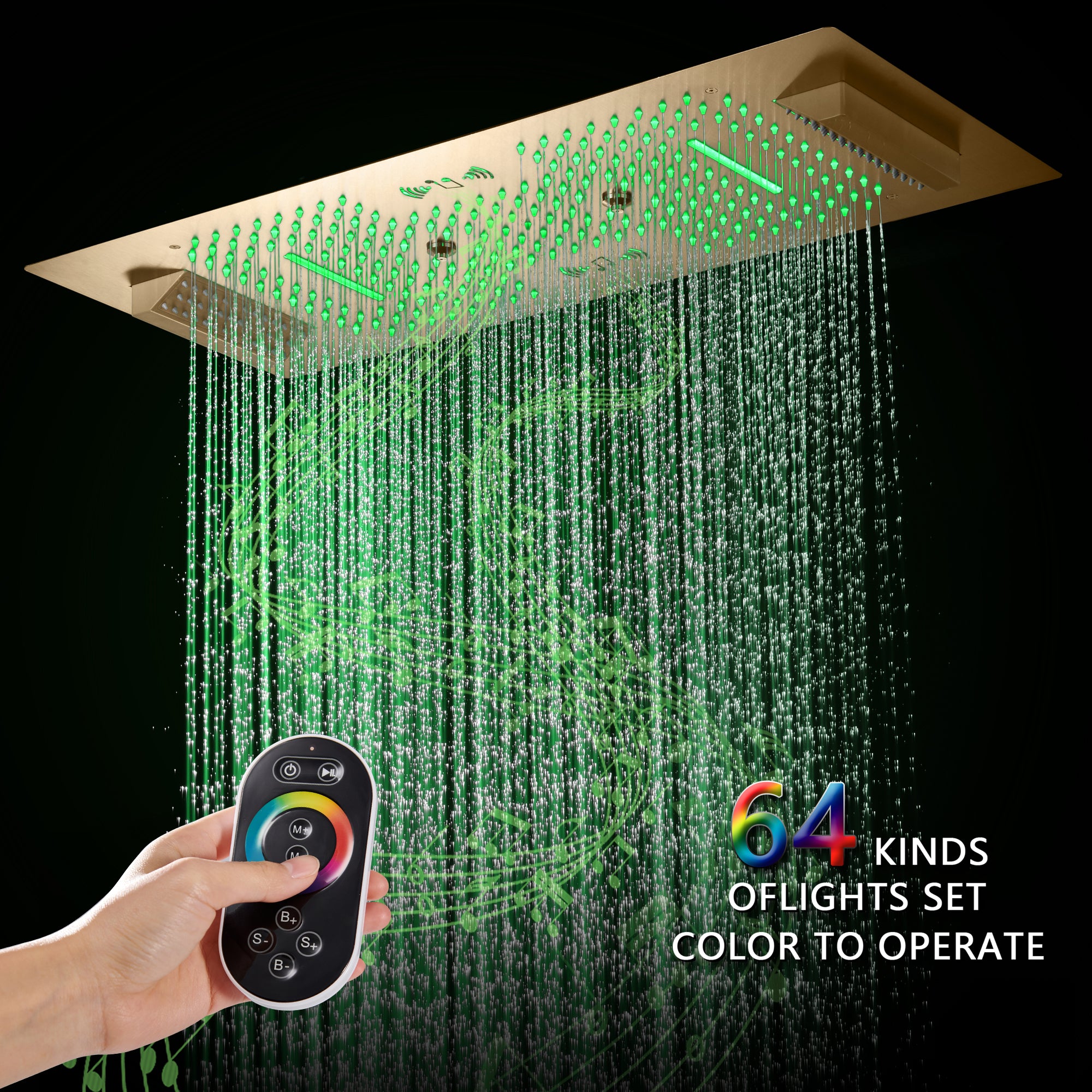 7-Color LED Waterfall Shower Head With Automatic Color Change - Bathroom