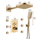 AREZO Rainfall Waterfall Shower System with Hand Shower & 6 Body Sprays