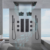 PALMA|32" COMPLETE LUXURY LED MUSIC SHOWER SYSTEM RAINFALL WATERFALL MIST SPRAY DUAL SHOWERHEAD AND BODY JETS