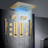 PALMA|32" COMPLETE LUXURY LED MUSIC SHOWER SYSTEM RAINFALL WATERFALL MIST SPRAY DUAL SHOWERHEAD AND BODY JETS