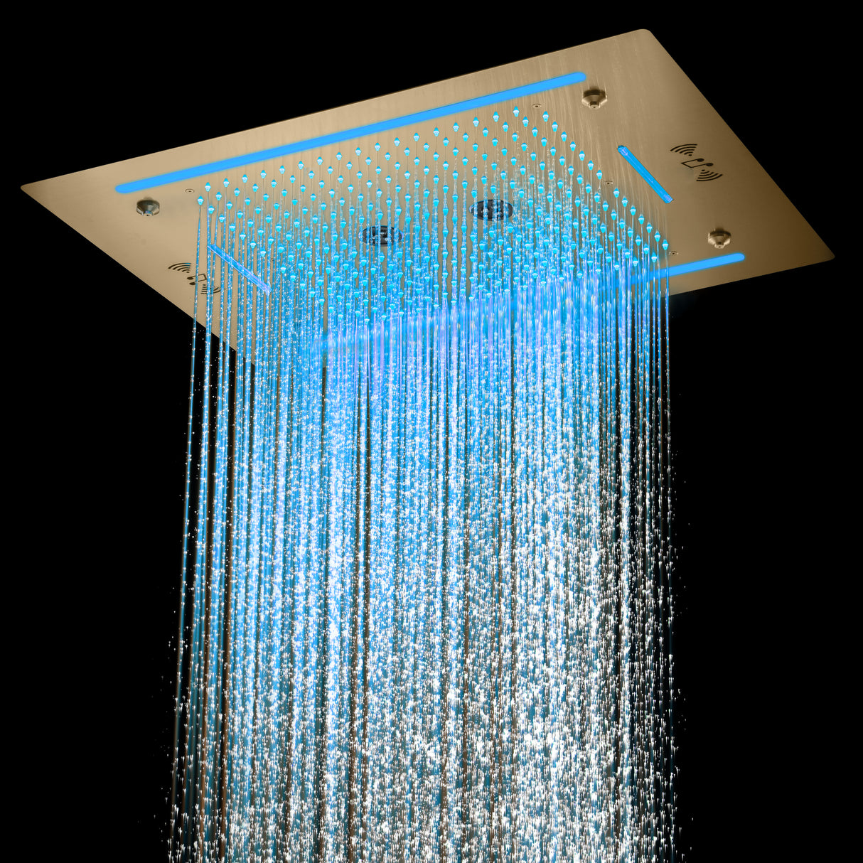 PALMA|32" COMPLETE LUXURY LED MUSIC SHOWER SYSTEM RAINFALL WATERFALL MIST SPRAY DUAL SHOWERHEAD AND BODY JETS