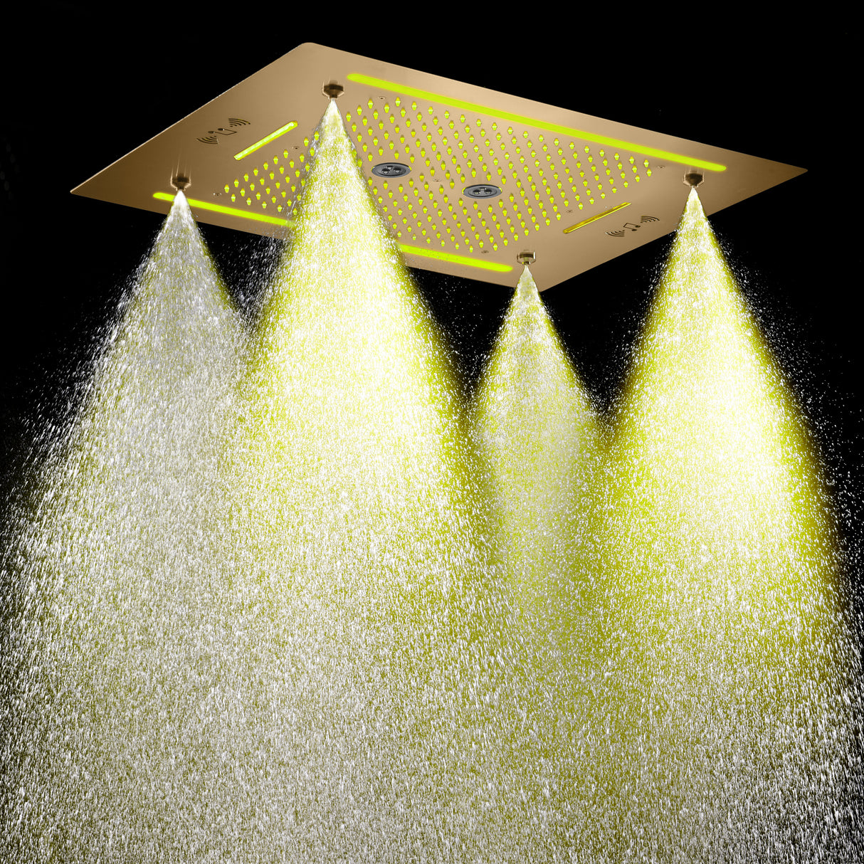 PALMA|32" COMPLETE LUXURY LED MUSIC SHOWER SYSTEM RAINFALL WATERFALL MIST SPRAY DUAL SHOWERHEAD AND BODY JETS