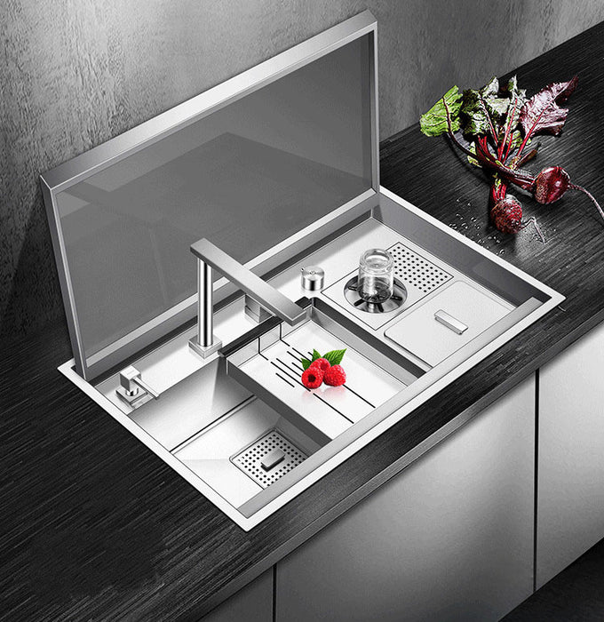 MASORY| Complete Luxury Smart Kitchen Sink Stainless Steel Hidden Cup Rinser Sink