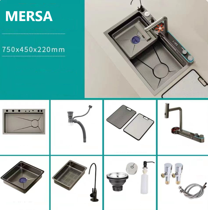 MERSA| Complete Workstation Kitchen Sink with Digital Display Cup Rinser
