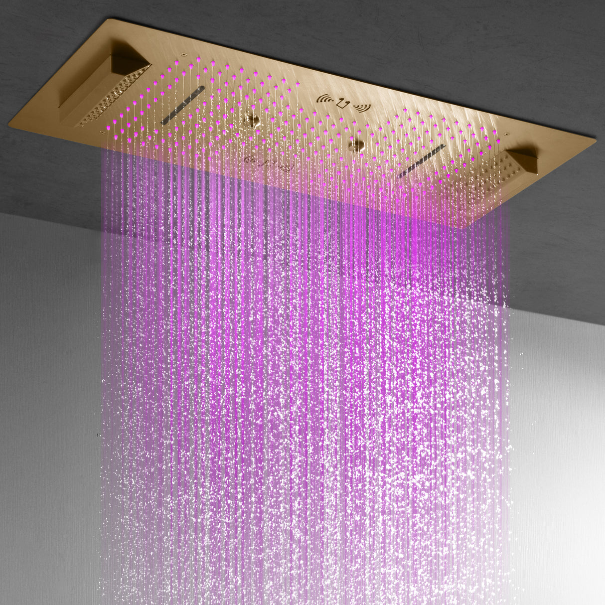 MONTANA|36"X 16" COMPLETE LUXURY LED MUSIC SHOWER SYSTEM DIGITAL DISPLAY THERMOSTATIC VALVE