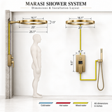 MARASI|20" COMPLETE LUXURY SHOWER SYSTEM RAINFALL SHOWER SYSTEM
